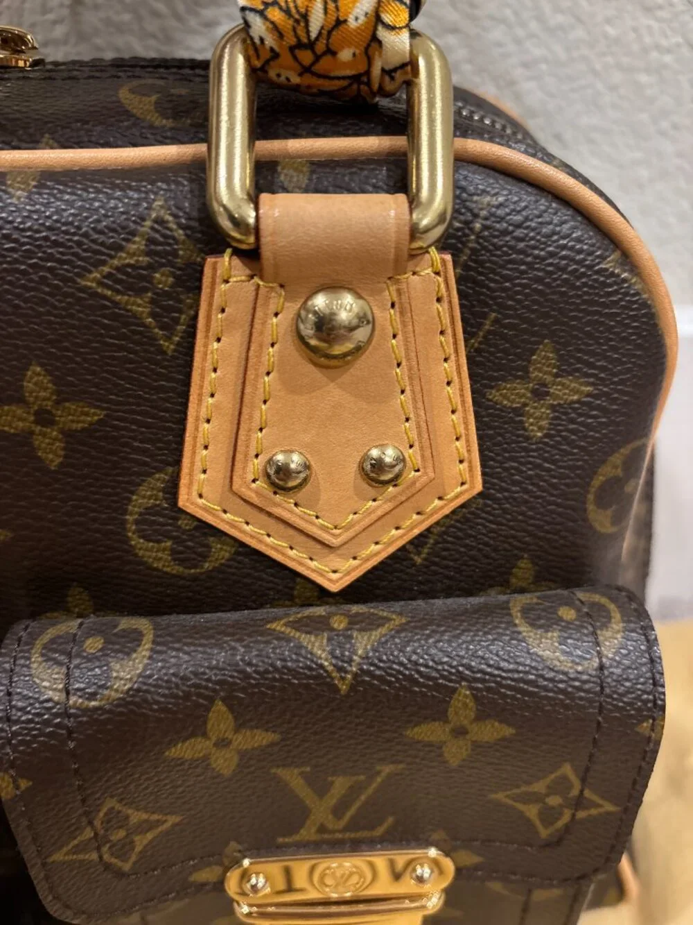 Louis Vuitton Manhattan PM Handbag Brown Monogram Canvas